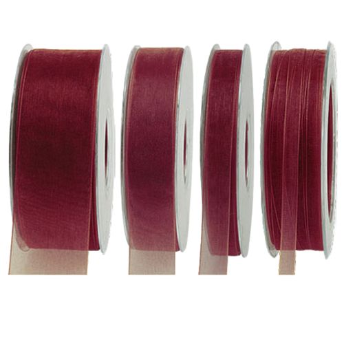 Organzaband Geschenkband mit Webkante Bordeaux 50m