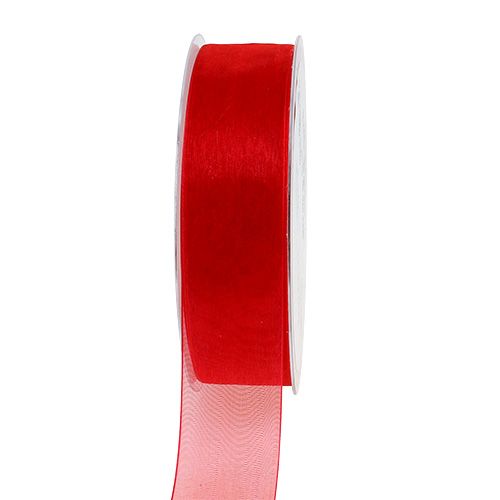 Organzaband mit Webkante 2,5cm 50m Rot