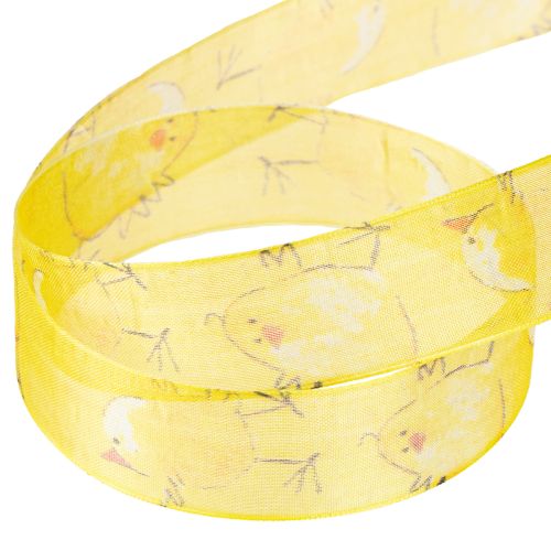 Artikel Organzaband mit Küken Geschenkband Gelb 25mm 20m
