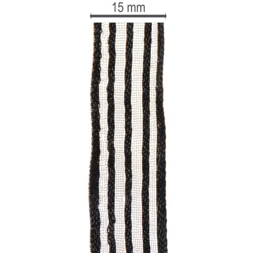Artikel Organzaband mit Streifen Geschenkband Schwarz 15mm 20m