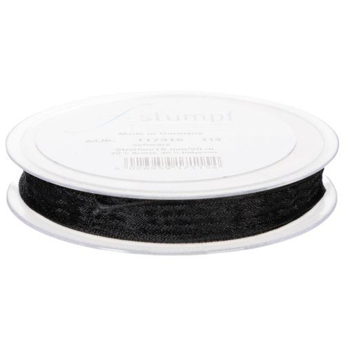 Artikel Organzaband mit Streifen Geschenkband Schwarz 15mm 20m