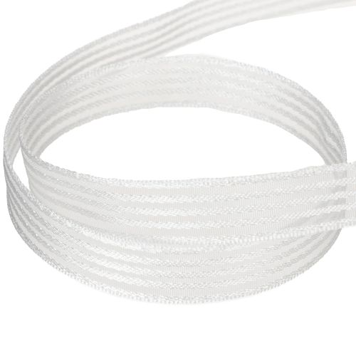 Artikel Organzaband mit Streifen Geschenkband Weiß 15mm 20m