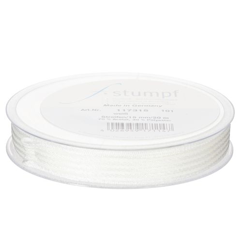 Artikel Organzaband mit Streifen Geschenkband Weiß 15mm 20m