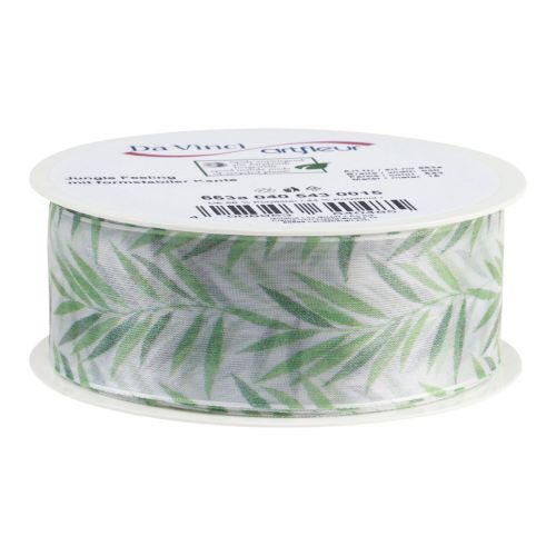 Artikel Organzaband Chiffonband Grüne Pflanzen Band 40mm 15m