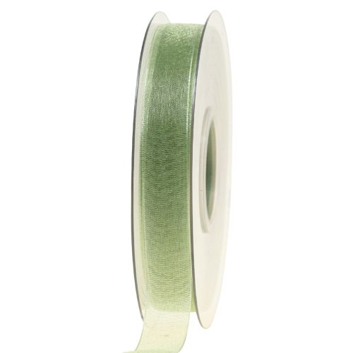 Floristik24 Organzaband Grün Geschenkband Band Webkante Lindgrün 15mm 50m