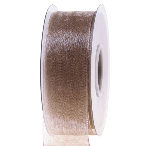 Floristik24 Organzaband Geschenkband Beige Band Webkante Taupe 40mm 50m