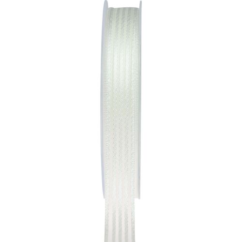 Floristik24 Organzaband mit Streifen Geschenkband Weiß 15mm 20m