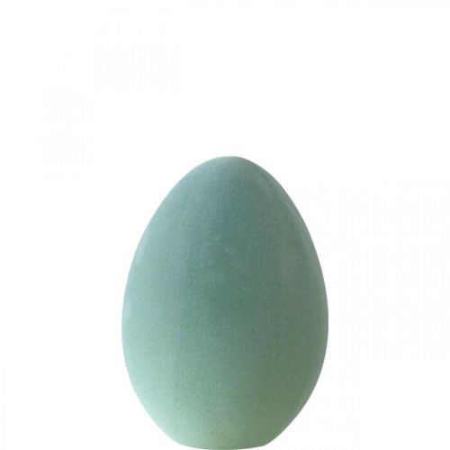 Osterei Deko Ei Graugrün Kunststoff Beflockt 20cm