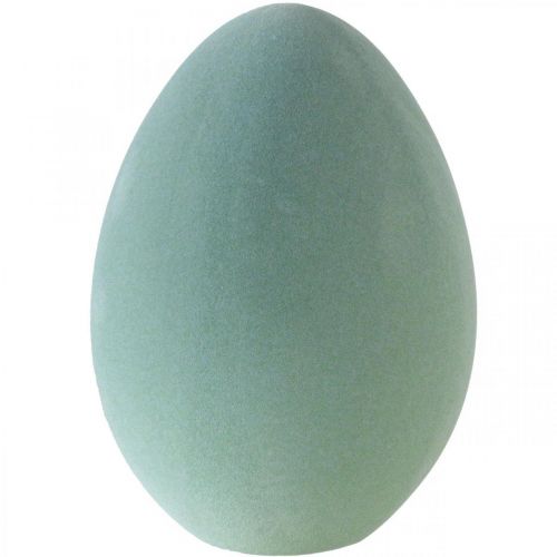 Floristik24 Osterei groß Graugrün Ei grün Osterdeko Beflockt 40cm