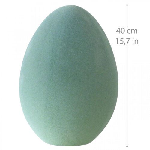 Floristik24 Osterei groß Graugrün Ei grün Osterdeko Beflockt 40cm