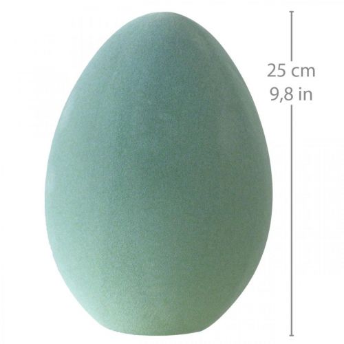 Floristik24 Osterei Kunststoff Graugrün Deko Ei grün Beflockt 25cm