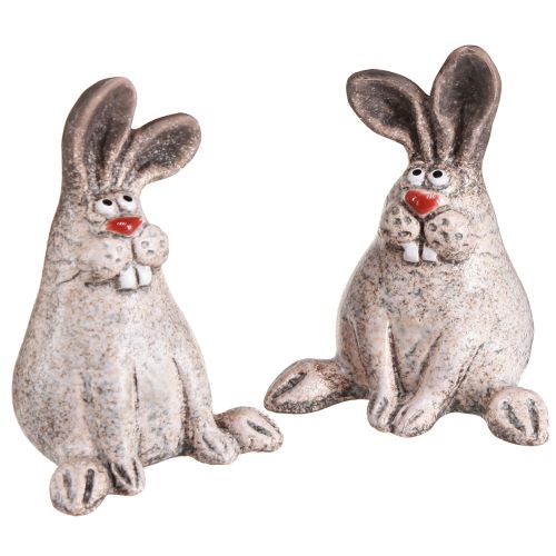 Floristik24 Osterhase Keramik Lustiges Deko Kaninchen Braun H7cm 6 St