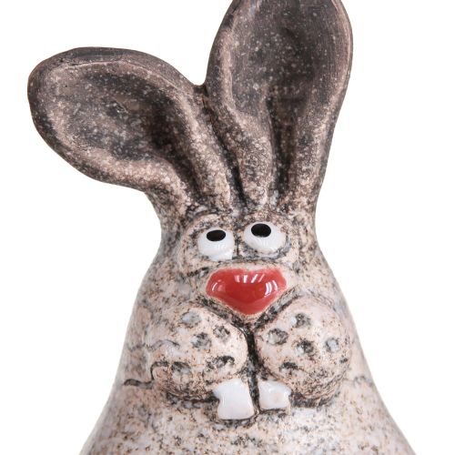 Floristik24 Osterhase Keramik Lustiges Deko Kaninchen Braun H7cm 6 St