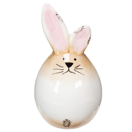 Osterhase Keramik Weiß Ei Deko Figur Hase Ø6cm H11,5cm