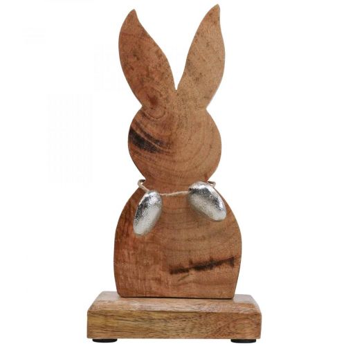 Artikel Osterhase Holz mit Eiern Metall, Tischdeko Ostern H20,5cm