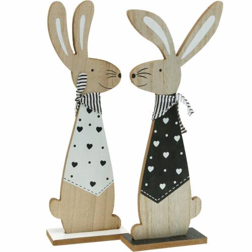 Floristik24 Osterhase Schwarz Weiß Aufsteller Osterdeko Holz Hase Figur 2er-Set