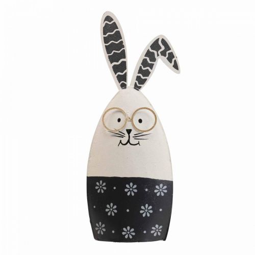 Floristik24 Osterhase Schwarz Weiß Hase mit Brille Metall 18,5x7x3cm 2St