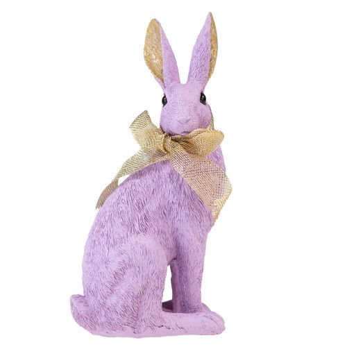 Osterhasen Deko Lila Gold Hase Sitzend Dekofigur H25cm