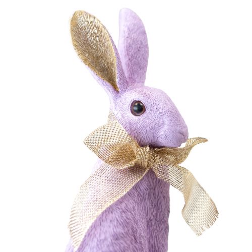 Floristik24 Osterhasen Deko Lila Gold Hase Sitzend Dekofigur H25cm