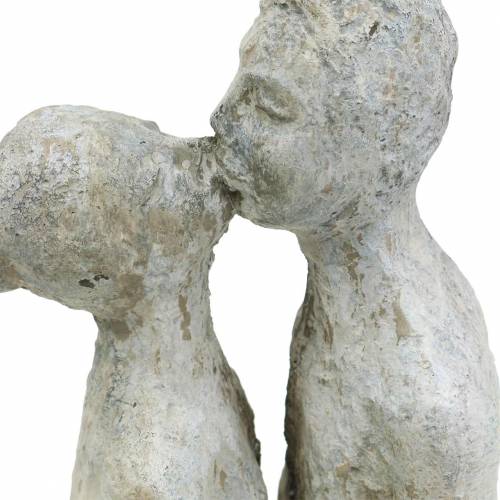 Floristik24 Dekofigur Küssendes Paar Steinguss Grau 10×8cm H28cm