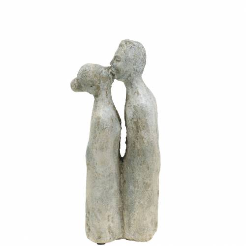 Dekofigur Küssendes Paar Steinguss Grau 10×8cm H28cm