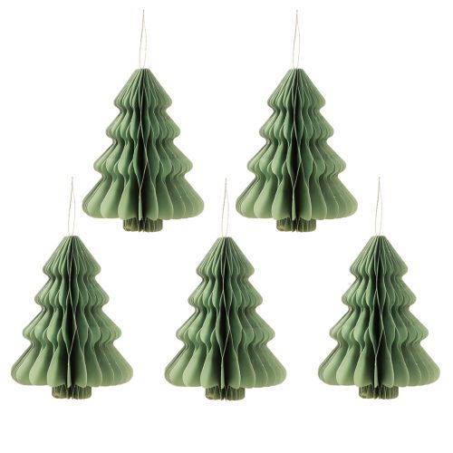 Artikel Papier Weihnachtsbaum Mint Silber Glitter H20cm 5 St
