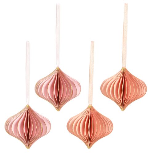 Artikel Papier Weihnachtsschmuck Zwiebel Rosa Apricot Ø8cm 4 St