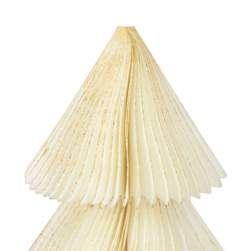 Floristik24 Papier Weihnachtsbaum Papier Tannenbaum Weiß Gold H30cm