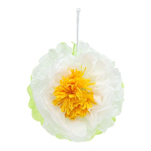 Floristik24 Papierblume Ø28cm zum Hängen Grün-Weiß