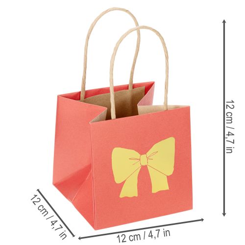 Geschenktüte aus Papier, 12 cm, Rot mit goldenem Schleifen-Motiv, 8 Stück | Floristik24.at