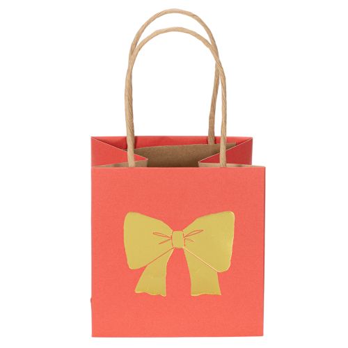 Geschenktüte aus Papier, 12 cm, Rot mit goldenem Schleifen-Motiv, 8 Stück | Floristik24.at