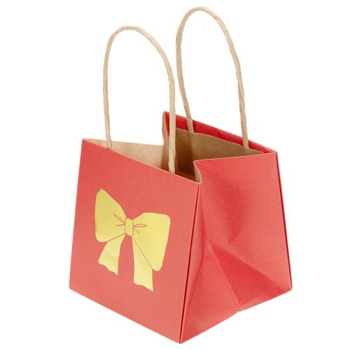 Geschenktüte aus Papier, 12 cm, Rot mit goldenem Schleifen-Motiv, 8 Stück | Floristik24.at