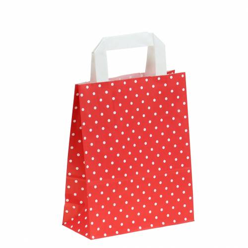 Floristik24 Papiertasche Rot mit Punkten 18cm x 8cm x 22cm 25St