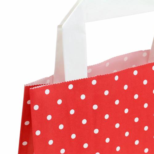 Papiertasche Rot mit Punkten 18cm x 8cm x 22cm 25St