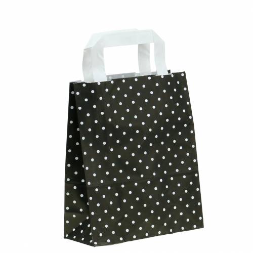 Floristik24 Papiertasche Schwarz mit Punkten 22cm x 10cm x 31cm 25St