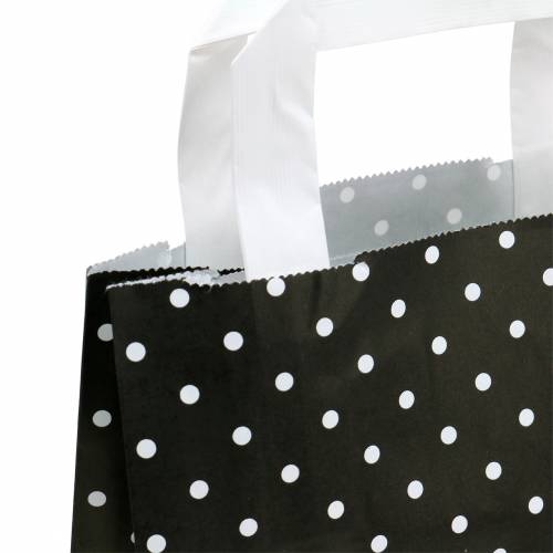 Floristik24 Papiertasche Schwarz mit Punkten 18cm x 8cm x 22cm 25St