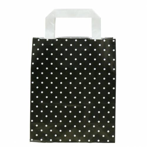 Floristik24 Papiertasche Schwarz mit Punkten 18cm x 8cm x 22cm 25St