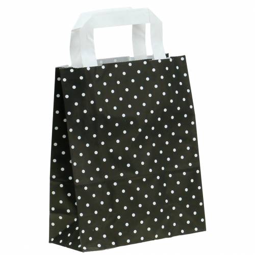 Floristik24 Papiertasche Schwarz mit Punkten 18cm x 8cm x 22cm 25St