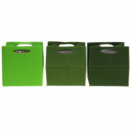 Floristik24 Papiertasche Blumentopf Übertopf Grün Mix 10,5cm 12 St