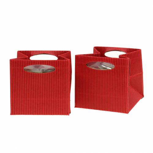 Floristik24 Papiertasche Blumentopf Übertopf Rot 12cm 12St