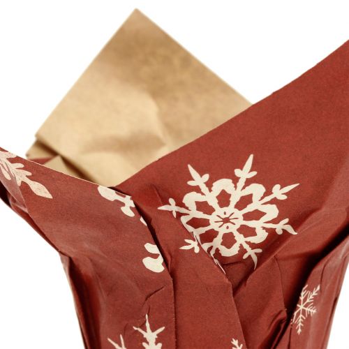 Floristik24 Papiertopf mit Schneeflocken Rot-Weiß Ø6cm 12St