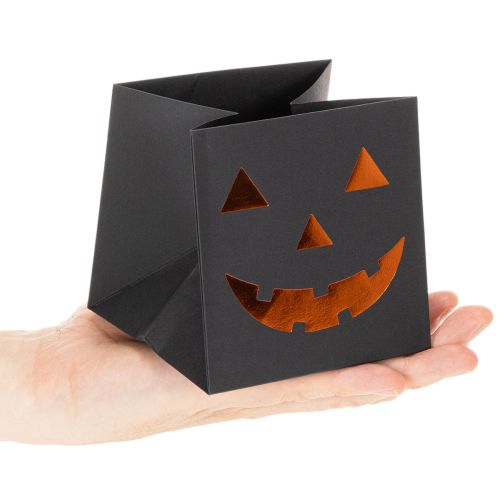 Papiertüte Schwarz mit Kürbisgesicht 10,5cm 6 Stück Halloween-Dekoration | Floristik24.at