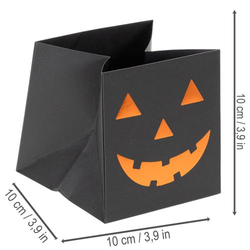 Papiertüte Schwarz mit Kürbisgesicht 10,5cm 6 Stück Halloween-Dekoration | Floristik24.at