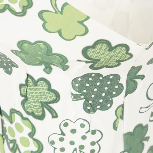 Übertopf Papier 12cm Kleeblatt Grün-Weiß 12 Stück Neujahr | Floristik24.at