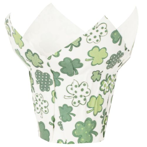Übertopf Papier 12cm Kleeblatt Grün-Weiß 12 Stück Neujahr | Floristik24.at