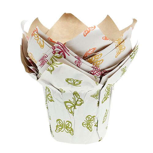 Floristik24 Papiertopf Ø12cm H9cm mit Muster 8St