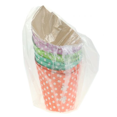 Floristik24 Papiertopf Übertopf bunt mit Punkten Ø12cm 8St