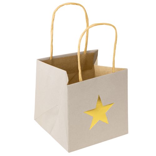 Artikel Papiertüten mit Stern und Henkel Grau Sortiert 10,5×10,5cm 9St