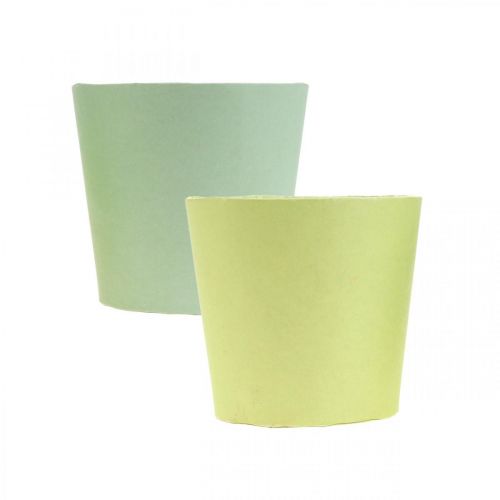 Artikel Papiergefäß, Mini-Pflanztopf, Übertopf Blau/Grün Ø9cm H7,5cm 4St