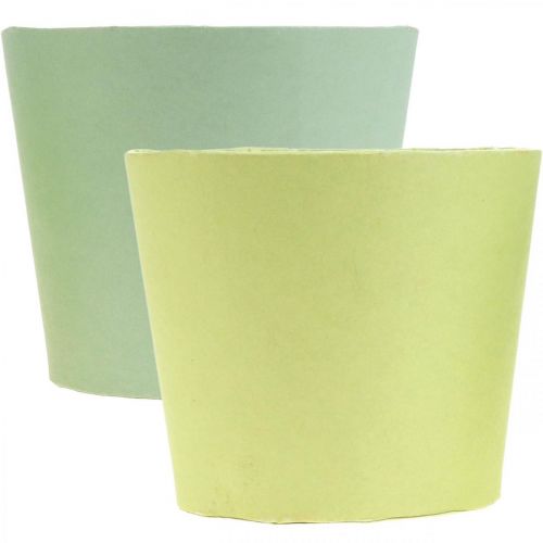 Artikel Übertopf aus Papier, Pflanzgefäß, Kräutertopf Blau/Grün Ø15cm H13cm 4St